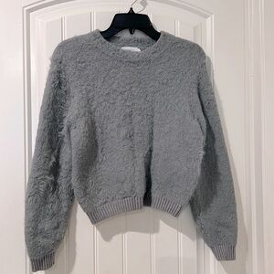 FAUX FUR KNIT SWEATER GRAY size 13 - 14 years